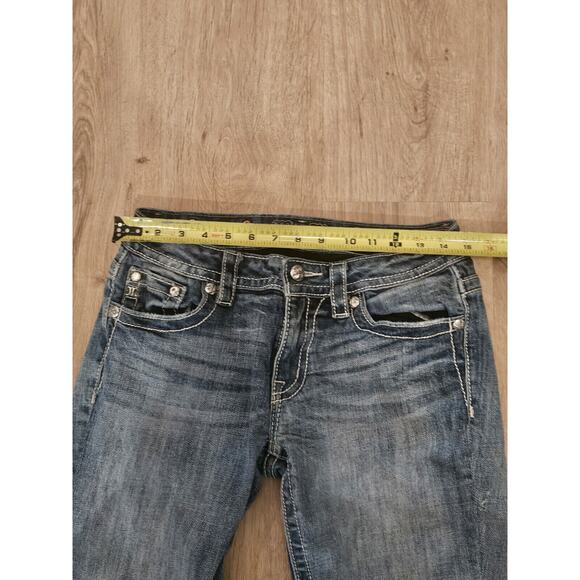 Miss Me Jeans MP8476B Boot Cut Mid-Rise Distressed Size 29×31 Blue Y2K - Picture 8 of 12